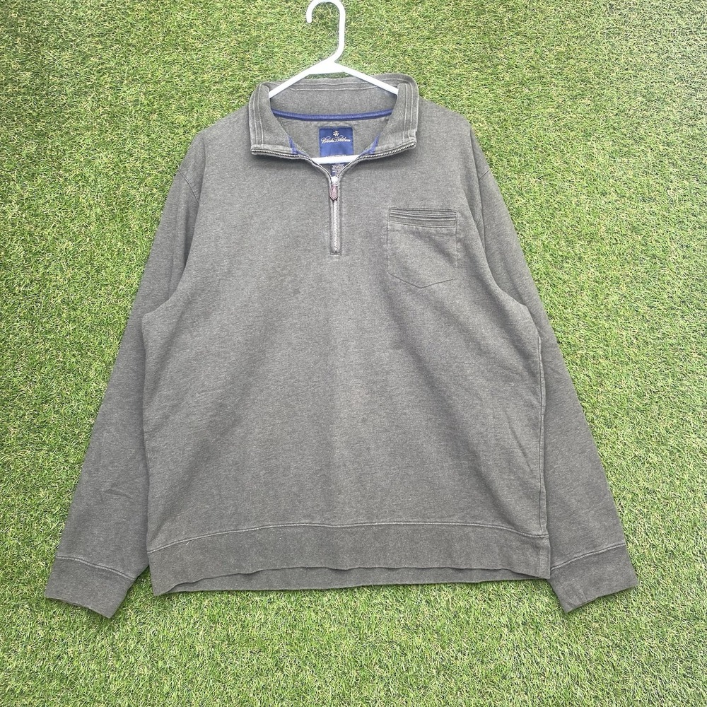 Brooks Brothers Sweater Mens XXL 2XL Quarter-Zip Jacket 1/4 Olive Green Mock Y2K